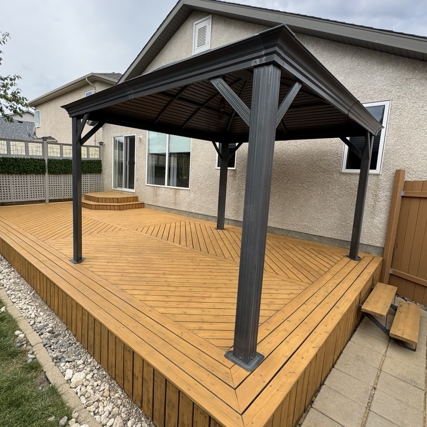 Completed residential deck and covered gazebo